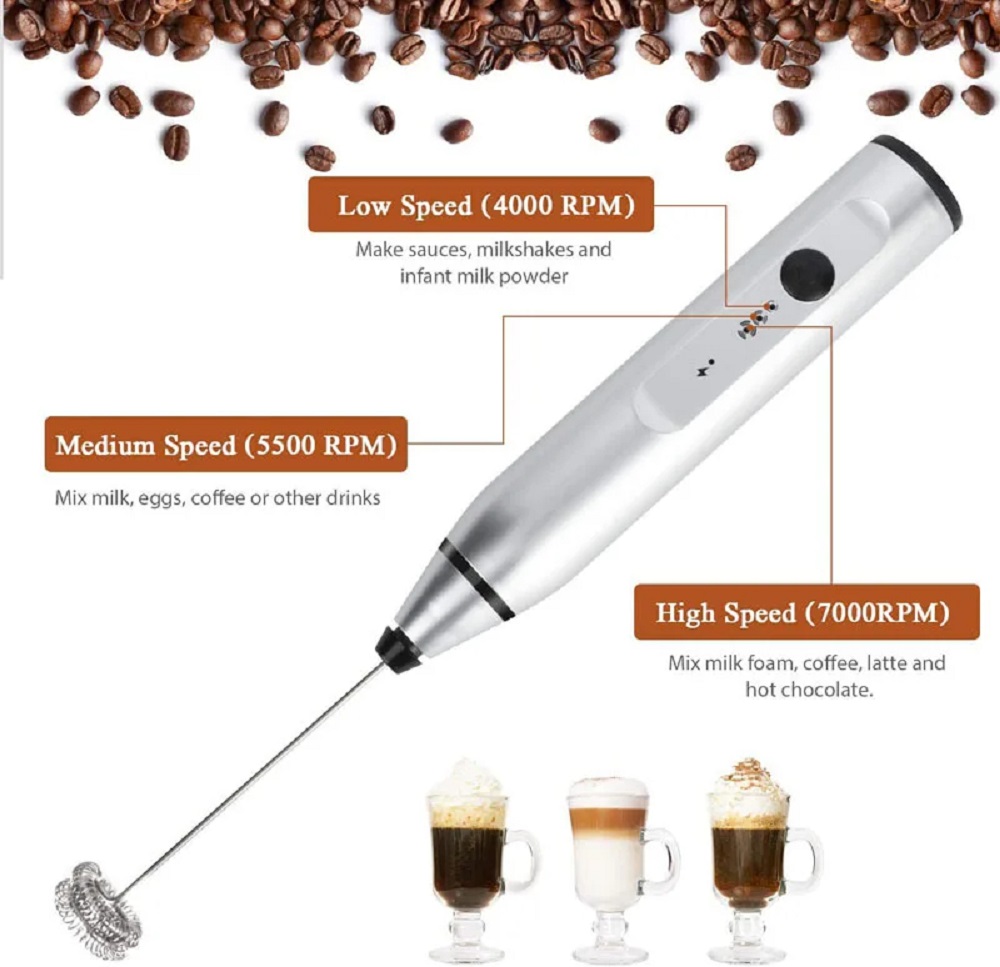 Portable Blender Usb Rechargeable - Mini Batedor de Leite Elétrico Portátil