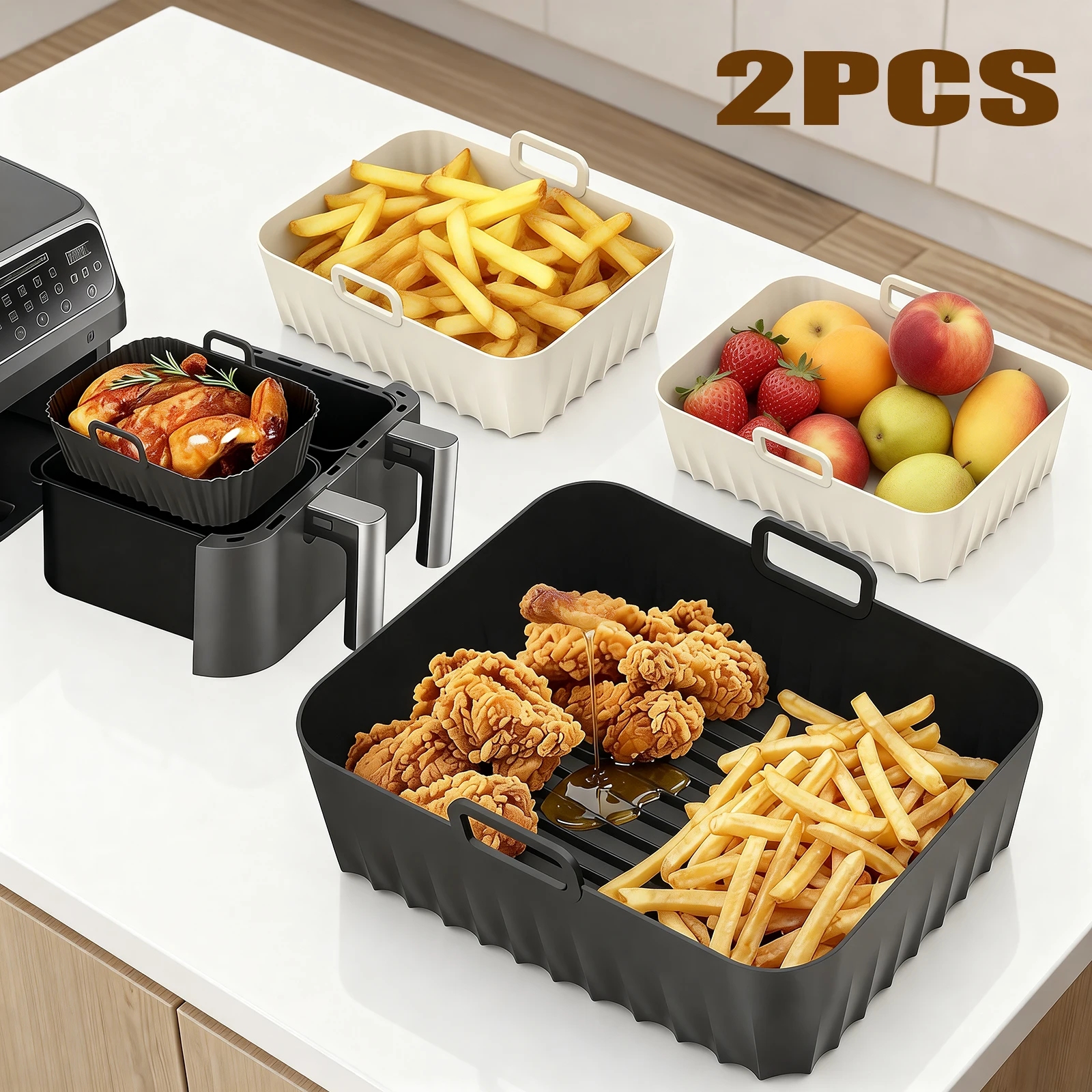 Air Fryer Silicone Pot Liner - 2 unidades de forros de silicone