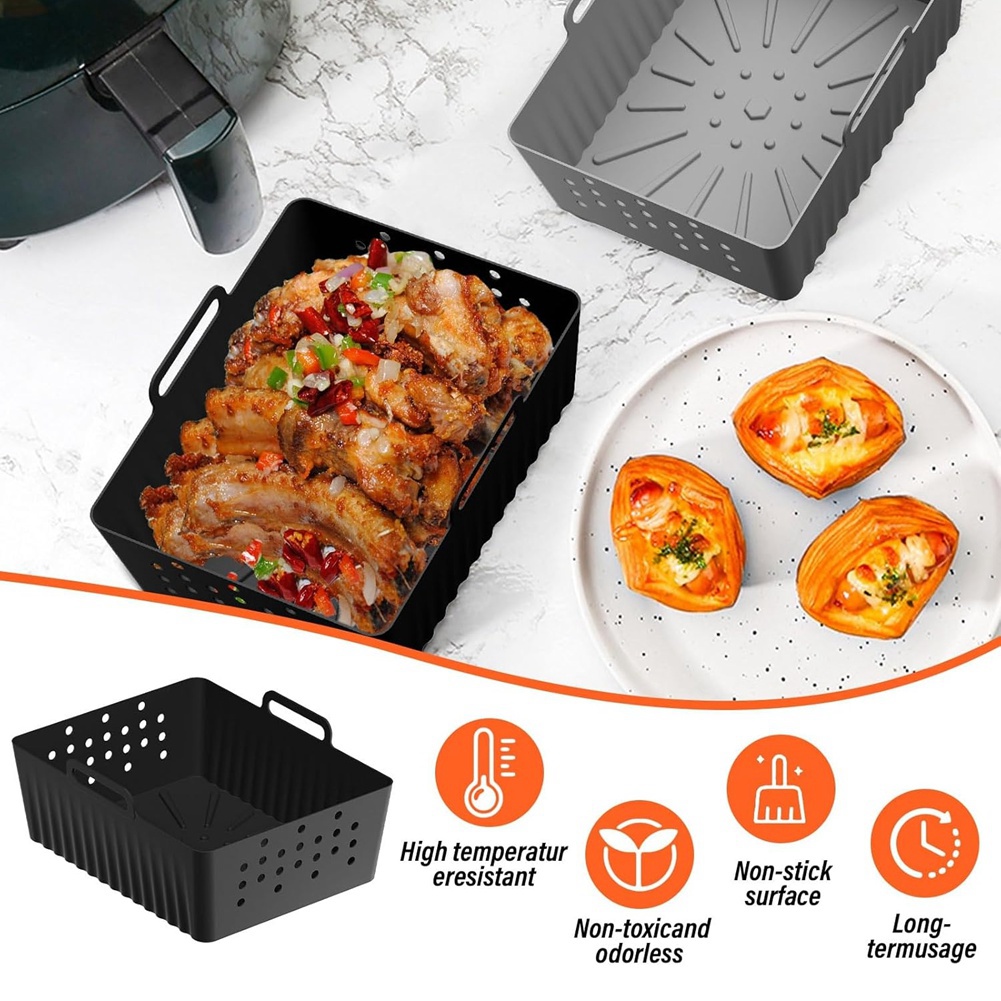 NOVO EM ESTOQUE - 2 PEÇAS Forr - Air Fryer Silicone Pot Liner avaliação e preço