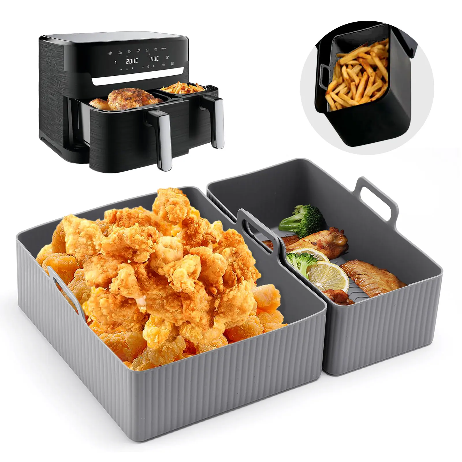 Conjunto de 2 Peças de Tapetes - Air Fryer Silicone Pot Liner avaliação e preço